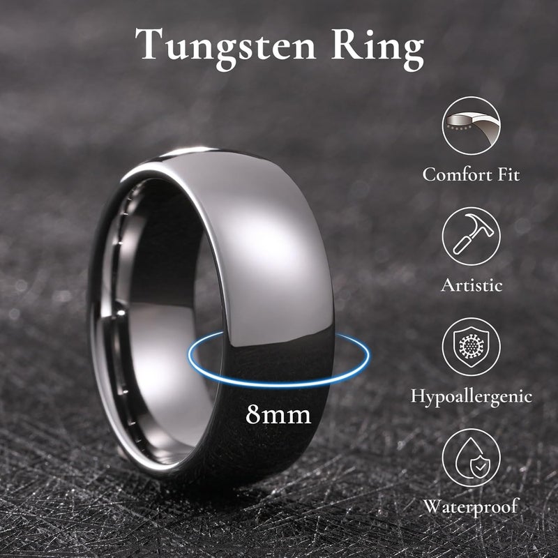 King Will Tungsten Carbide Wedding Band for Men Women Promise Rings for Couples Domed High Polish - Image 4